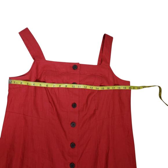 NEW J Jill 100% Linen Button Front Midi Dress XL Petite Cape Cod Red Sleeveless - Picture 11 of 13
